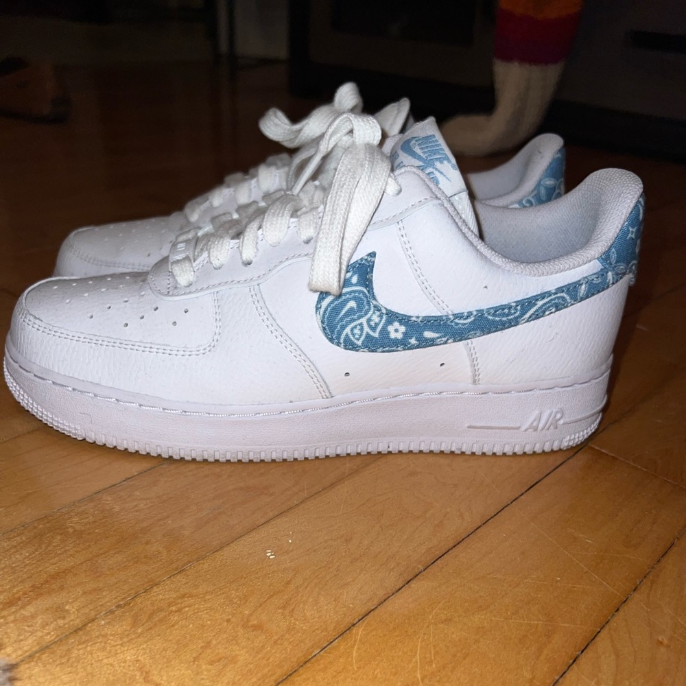 White and Blue Bandanna Nike AF1s